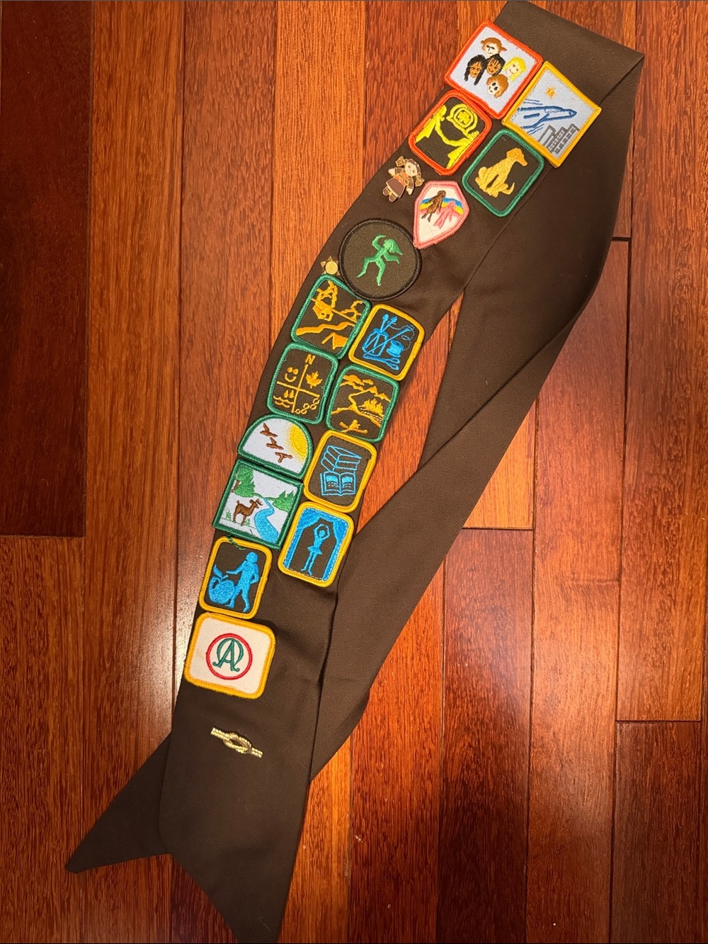 Vintage Brownies Sash with Patches and Pins